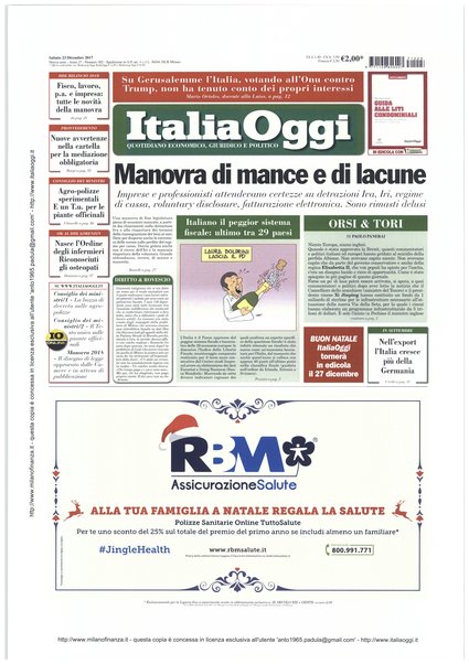 Italia oggi : quotidiano di economia finanza e politica